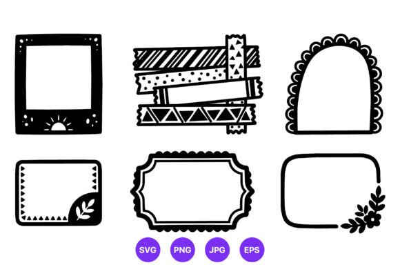 Black White Decorative Frames Tape: Versatile Design Assets