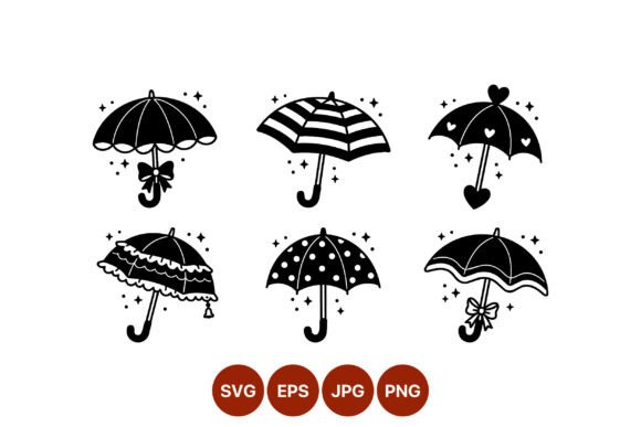 Charming Umbrella Silhouette Vector: Six Designs for Every Project
