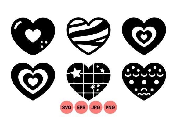 Cute Decorative Heart Icons: Versatile Patterns for Design