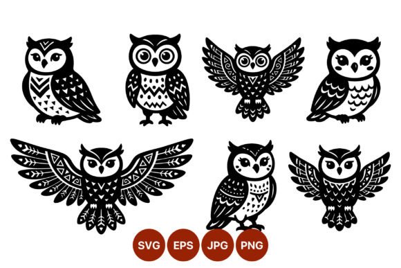 Decorative Owl Vector Art: Stylish Illustrations for Creative Projects