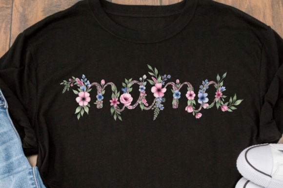 Enchanting Floral Decorative Lettering with Pink and Blue