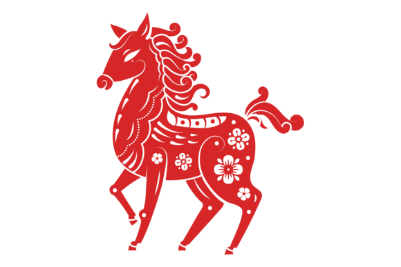 Red Horse Silhouette: Ornate Decorative Artistry