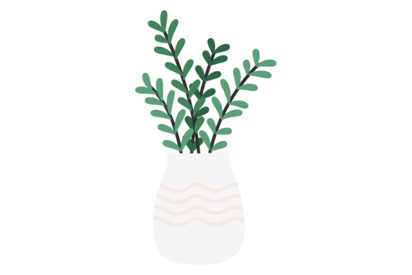 White Vase with Decorative Greenery: Botanical Elegance